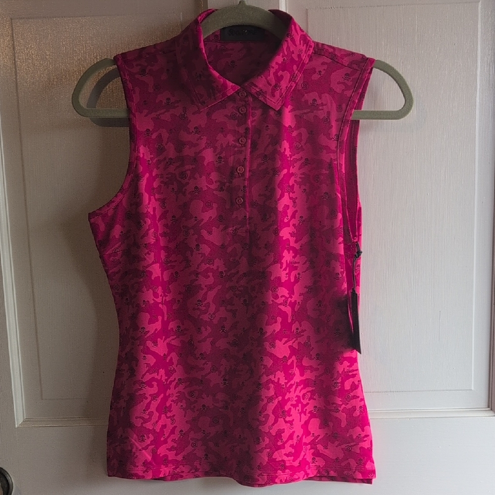 G/FORE Vibrant Pink Camo Sleeveless Blouse